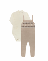 Looms Fair Isle Collection Overalls Set - Taupe