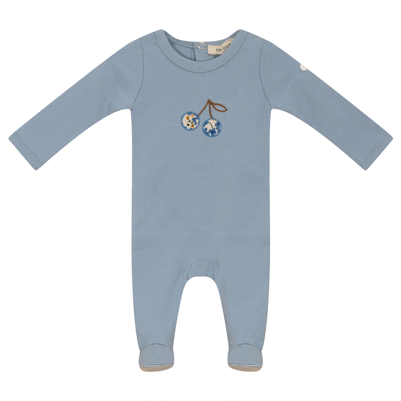 Fragile Cherry Applique Footie
