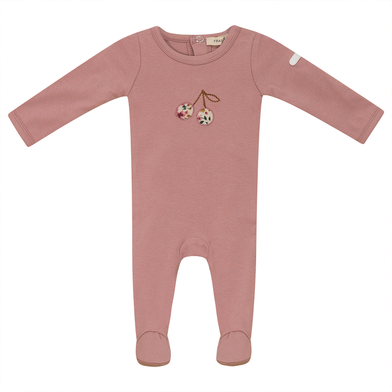 Fragile Cherry Applique Footie