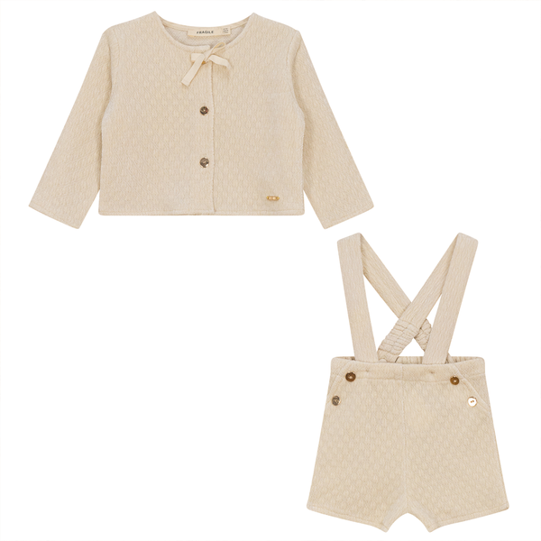 Fragile Textured Velvet Overall Set