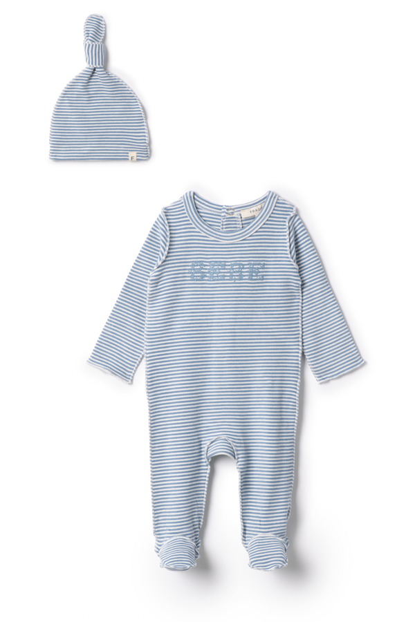Fragile Brushed Stripe Footie Set - Blue