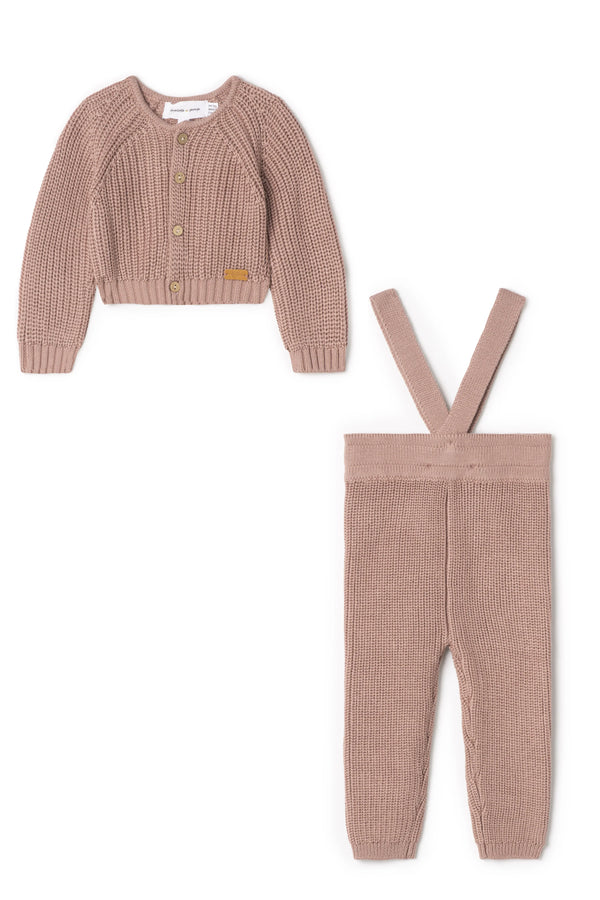 Charlotte & George Knit Overall Set - Dark Mauve