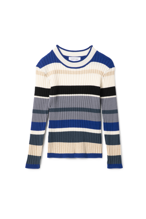 Charlotte & George Girls Rib Knit Top - Denim