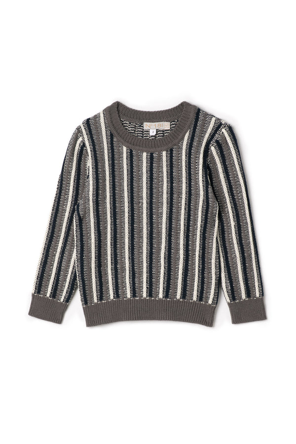 No18 Kids Multicolor Stipe Sweater - Grey
