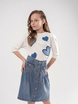 Teela Hearts Heart Denim Top