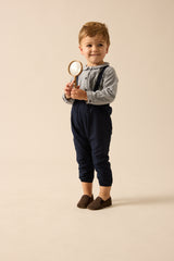 Analogie Plaid Edition Boys Long Romper  - Navy