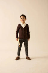 Analogie Boys Cardigan Blazer - Chocolate Brown