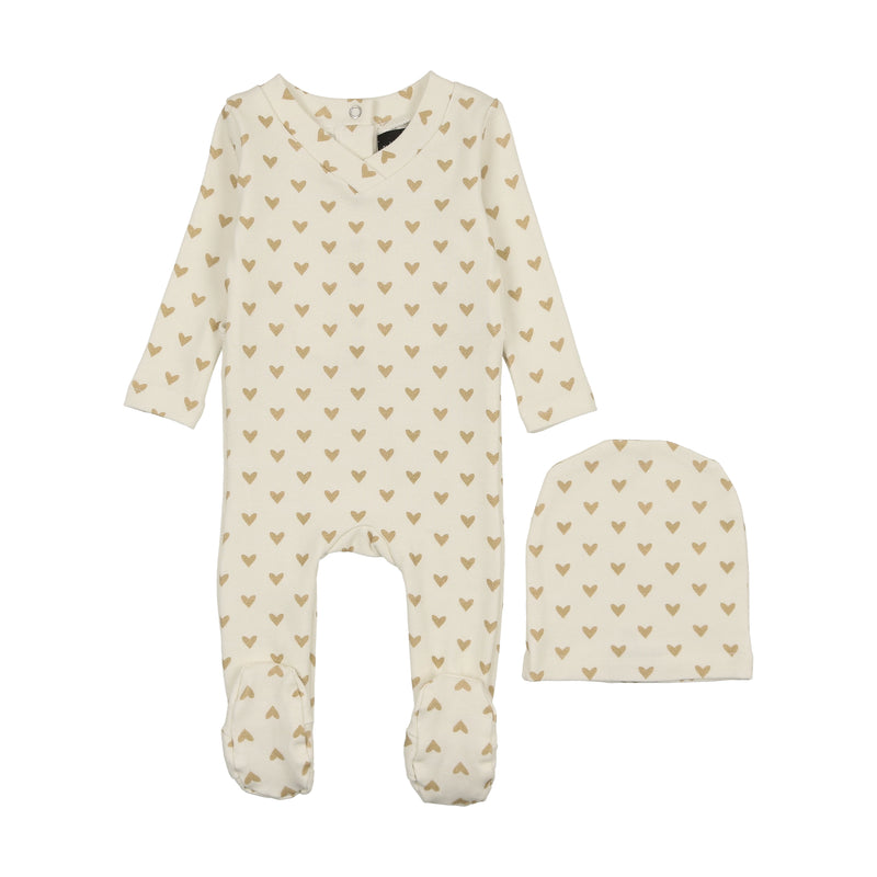 Cuddle & Coo Gold Hearts Footie Set