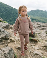Analogie Velour Girls Sweatshirt Set - Dried Rose