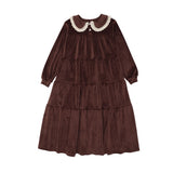 Pouf Velour Maxi Robe - Brown