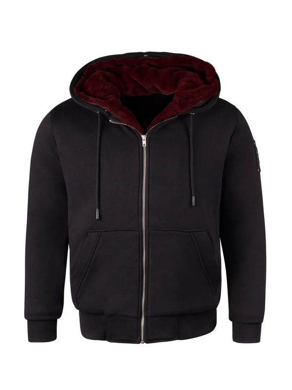 T.O. Removable Fur Hoodie - Burgundy
