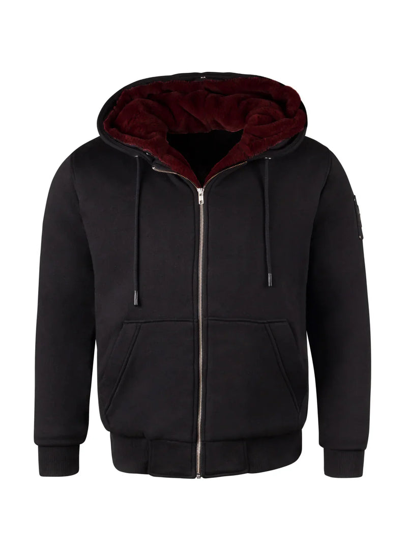 T.O. Removable Fur Hoodie - Burgundy