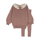 Lil Legs Ruffle Collar Knit Toddler Set - Girl - Dried Rose