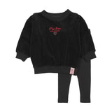 Analogie Velour Girls Sweatshirt Set - Black