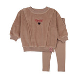 Analogie Velour Girls Sweatshirt Set - Dried Rose