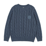 Analogie Chunky V Neck Sweater - Vintage Blue