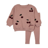 Analogie Cherry Patch Sweatshirt Set  - Bud Pink
