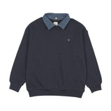 Analogie Sweet Campaign Denim Removable Collar Sweatshirt  - Navy