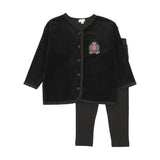 Lil Legs Velour Crest Lounge Set  - Black