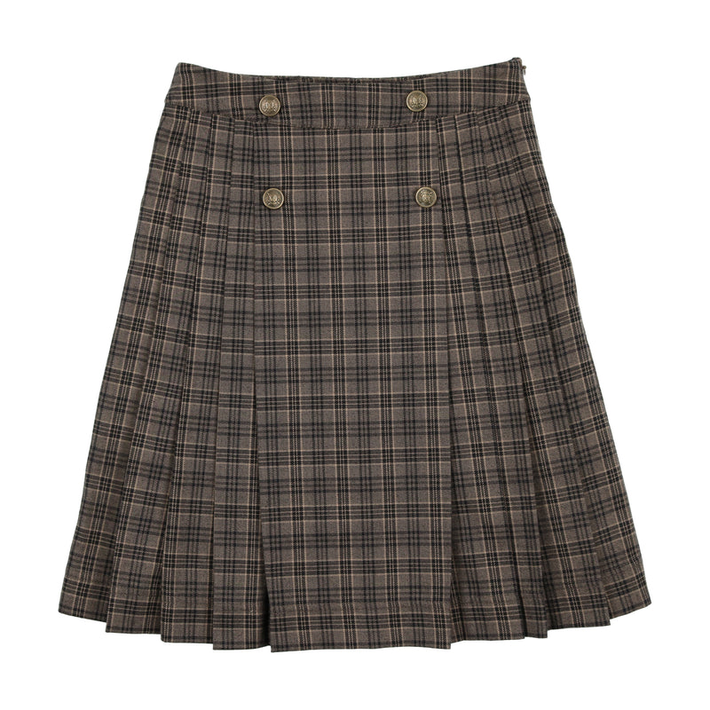 Analogie Navy/Brown Pleated Skirt
