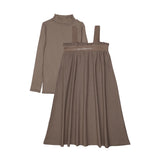 Lil Legs Embroidered Maxi Mockneck Set  - Misty Oat