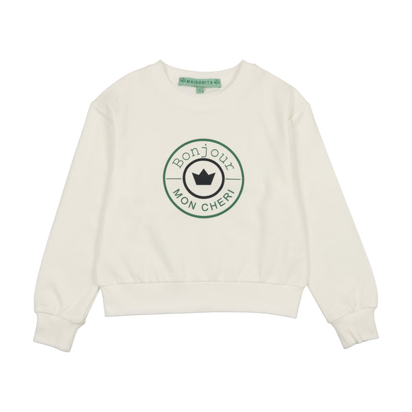 Maisonita White/Green Sweatshirt with Crown