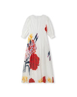 Minimal Big Floral Printed Waisted Dress