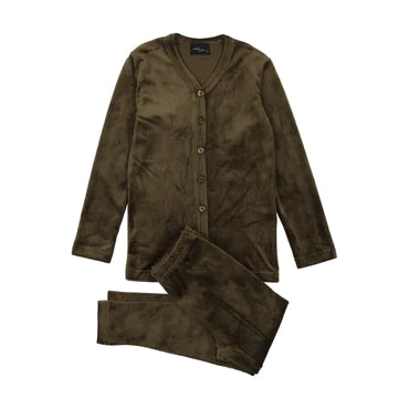 Cuddle & Coo Olive Velour Button Pajama