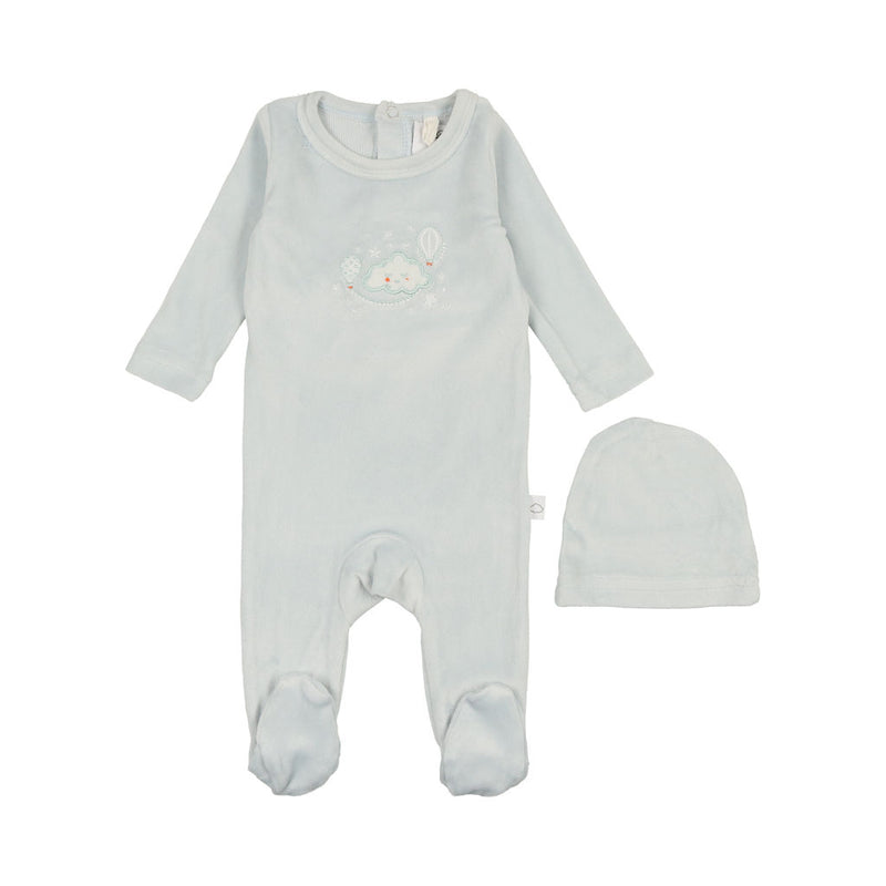 Pouf Velour Graphic Cloud Footie