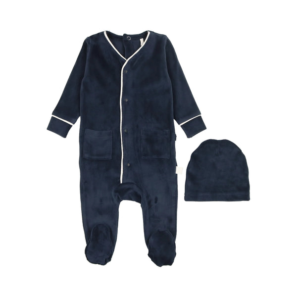 Pouf Velour Footie Navy