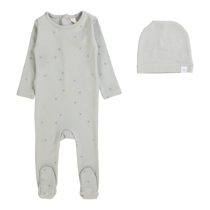 Lilette All Over Hot Air Balloon Footie Set Seafoam