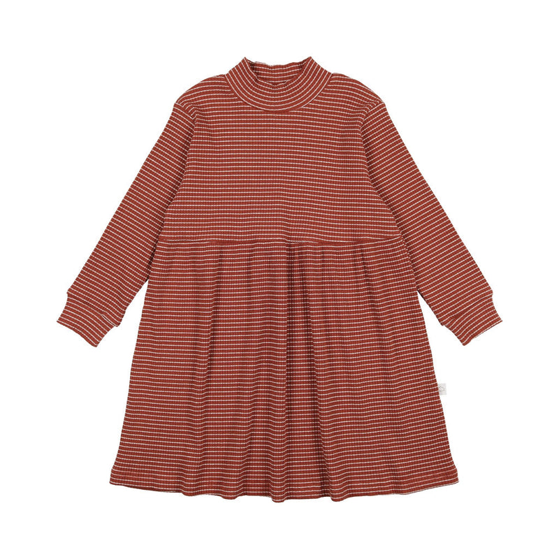 Pouf Striped Mockneck Dress