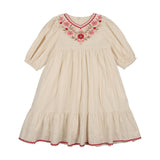 Teela Vanilla Floral Embroidery Dress