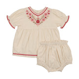 Teela Vanilla Floral Embroidery Baby Set