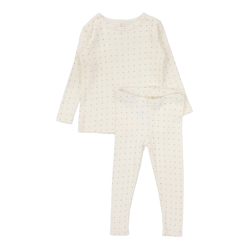Lilette Linear Printed Long Sleeve Set Cream/Navy